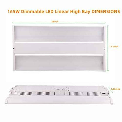 165W LED Linear High Bay Light Fixture, 2FT 22280LM(135LM/W) 5000K Daylight LED Workshops Light,100-277V, 0-10V Dimmable UL Warehouse Lighting for Exhibition hall, Supermarkets, 5 Years Warranty