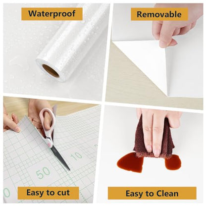 White Countertop Contact Paper Peel and Stick Wallpaper Self Adhesive Shiny Glitter Removable Wallpaper 15.7"X78.8" White Contact Paper for Cabinets Waterproof Vinyl Film Decorative