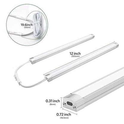 AIBOO Under Cabinet Lighting, Dimmable 12 inch Under Counter Lights, 120V Plug in & Hardwired, Linkable LED Closet Lights for Kitchen, Shelf, Workbench, Desk,Cupboard,Garage (6 PCS),Cold White 6000K