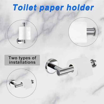 Cilee 10 Piece Chrome Bathroom Accessories Set, 24inch Polished Chrome Towel Bar Ring+Toilet Paper Holder+ Robe Towel Hook SUS304 Stainless Steel Bathroon Hardware Set