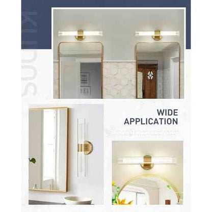 kudos Gold Bathroom Sconces Wall Lighting, Bathroom Vanity Light, Modern Wall Lights with Clear Glass and Frosted Glass,3000K/4500K/6000K Adjustable, KDVL06-GD-2