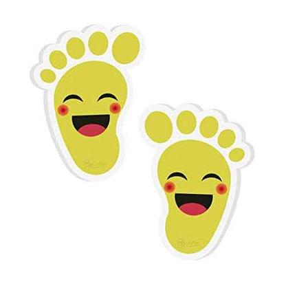 Beautyflier Yellow Cartoon Kids Footprint Stickers (20 Pairs) - Waterproof PVC Material, Self-Adhesive, Social Distance Guides for Nursery, Party, School, Wall & Floor Decor