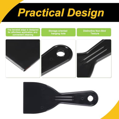 4 Pcs Putty Scraper 4" ABS Plastic Spatula Drywall Patch Repair Spreader Wall Covering Smoother Black