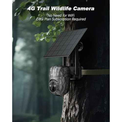 Xega 4G Cellular Solar Powered Wildlife Camera with SIM Card, 2K Trail Camera Outdoor, No WiFi Game Cam with Remote Access Night Vision Live Streaming Motion Detection, Only Support The Built-in SIM