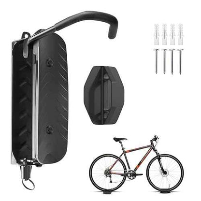 Foldable Bike Rack 1-Pack, Space Saving Vertical Bike Wall Mount with Adjustable 150¡Æ Rotating Hanger, Easy Garage, Indoor, or Shed Installation
