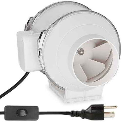 4 Inch Duct Fan with Switch - Modunful Inline Ventilation Exhaust Fan 3-pin AC, 180 CFM Duct Intake High Efficiency Air Fan for Vent Bathroom, Kitchen, Grow Tent, Hydroponics, 3D Printer