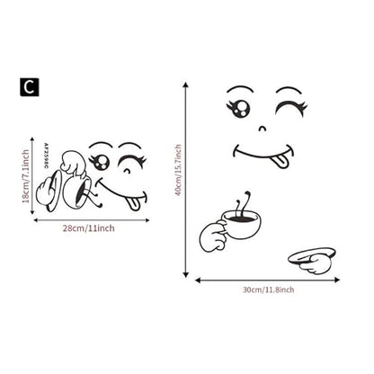 Generic 2pcs Kitchen Fridge Stickers A Funny Face Looks Like You are Enjoying Your Meal Wall Car Door Stickers Decor Decals Art Mural Paste, Green, JS2024-002