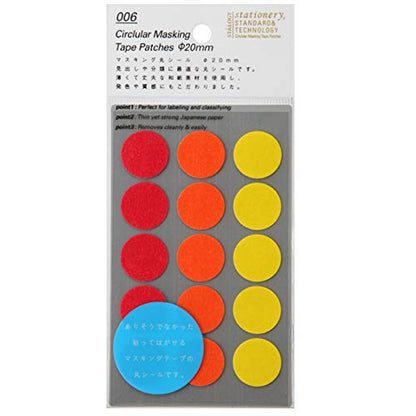 Stalogy S2220 S2 Masking Tape Patches: 0.8" diameter / 15 dots per sheet / 10 sheets per pack / 20mm wide, Shuffle Fine