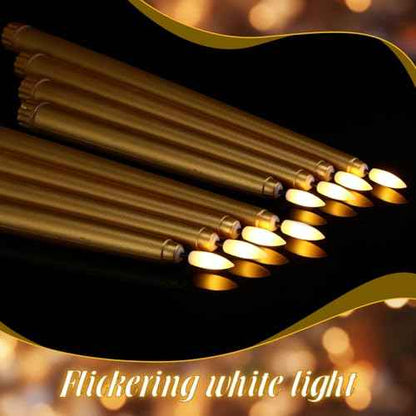 48 Pcs Flameless LED Taper Candles Battery Operated Candles 4 Sizes of 8.5'', 9.65'', 10.83'', 12.8'' Flameless Candlesticks Flickering for Halloween Christmas Church Wedding(Golden)