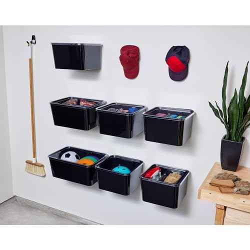 iDesign Storage Bin with Lid & Wall Mount Bracket, The Wallspace Collection ? 16" x 12" x 8", Clear Bin