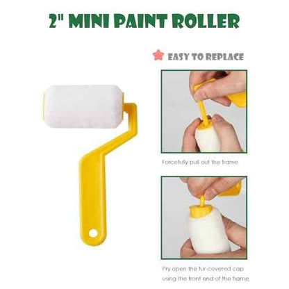 VOOMEY 2 Inch Small Paint Roller Kit with Pre-Taped Masking Film, Paint Tray Liner, Mini Paint Roller for Painting Corners