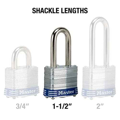Master Lock 3QLF Outdoor Padlock with Key, 4 Pack Keyed-Alike