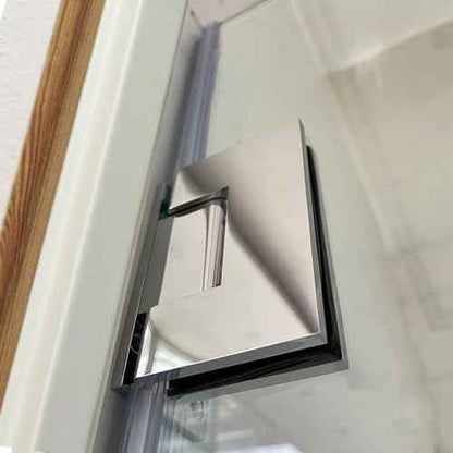 Brass Glass Door Hinge,90 Degree Heavy Duty Short Back Plate Hinges, Shower Door Hardware Replacement for 5/16" to 1/2" (8 to 12 mm) Tempered Glass, Chrome