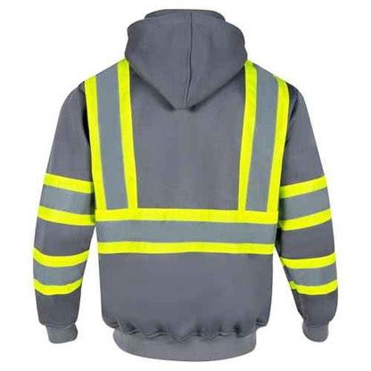 VENDACE High Visibility ANSI Class 1 Reflective Safety Fleece Sweatshirt Hoodie for Men with Detachable Hood(Grey,XL)