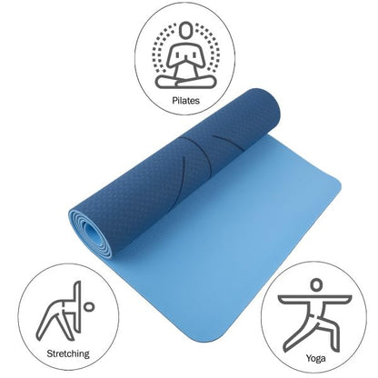 Non-Slip Yoga Mat with Alignment Marks – Lightweight Exercise Mat with Carry Strap for Home Workout or Travel by Wakeman Outdoors