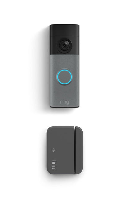 Ring Battery Doorbell (newest model), Speckled Gray with Outside Door Sensor, (newest model)