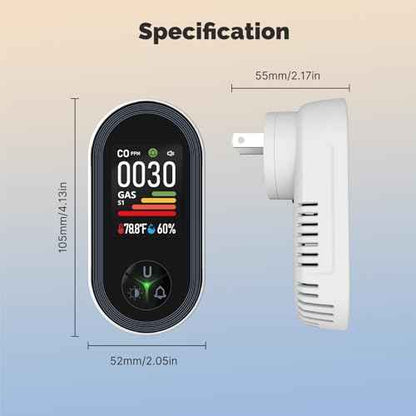 MOES 4-in-1 Carbon Monoxide & Gas Detectors Plug in, with Real-Time Temperature & Humidity Display, Alarm for Natural Gas, Propane