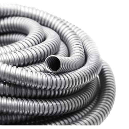 50 ft 3/4 Inch Reduced Wall Flexible Metal Conduit, Galvanized Steel Outdoor Electrical Conduit for Greenfield Wiring, Cable Management