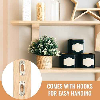 8 Pcs Wood Corbels Wooden Shelf Brackets 1.75'' W x 6'' D x 6'' H Unfinished Paintable Bracket with Hanging Hook for Doorway Countertop Kitchen Cabinet Book Shelves, Rubber Wood
