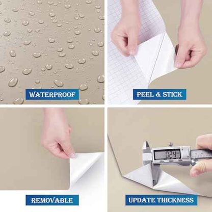 FunStick Taupe Beige Wallpaper Peel and Stick Beige Contact Paper for Cabinets Drawers Countertops Kitchen Vinyl Wrap for Cabinet Wallpaper Waterproof Self Adhesive Wall Paper for Bedroom Walls 16x80