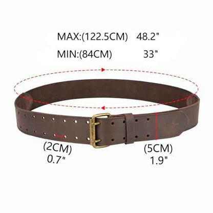 Tourbn Tourbon Leather Workshop Tool Work Belt 2'' Wide with Double Prong Tongue Roller Buckle 48 inch, Brown Black, 136.5*6.5cm