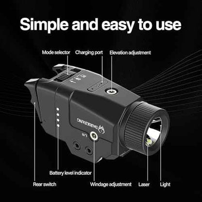 DARKFANG Pistol Green Laser Light Combo with High and Low Switch System for Picatinny and GLK Rails