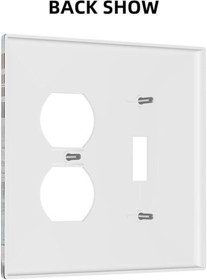 Decorative Light Switch Cover Plate Rustic Farmhouse Colorful Wooden Barn Door 2 Gang Outlet Covers 1 Toggle 1 Duplex Wall Plate Decorate Electrical Switch Plate Covers for Kitchen Home Decor