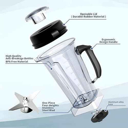 For Vitamix Blender Pitcher 64oz Container, Replaces 5200 5300 6500 7500 Pro200 500 Vita-Prep vm0101 vm0102 E310 320 etc, Perfect Fit for Vitamix Classic/Explorian Series Blender Replacement Cup