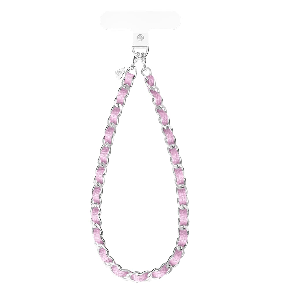 VELVET CAVIAR Leather Chain Phone Charm Wrist Strap - Cute Lanyard Accessory for Women - Fits all Phone Cases (Pink)