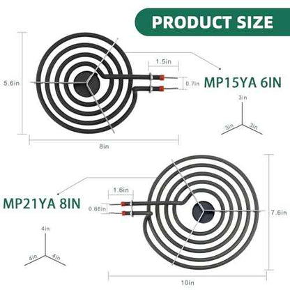 Stove Burner Pan Kit 5304430149(6")5304430150(8")&Electric Stove Burners Kit MP15YA(6") MP21YA(8") Compatible for Frigi-daire Ken-more Electric Range Stove Replaces 318067041 318067051 by MIFLUS