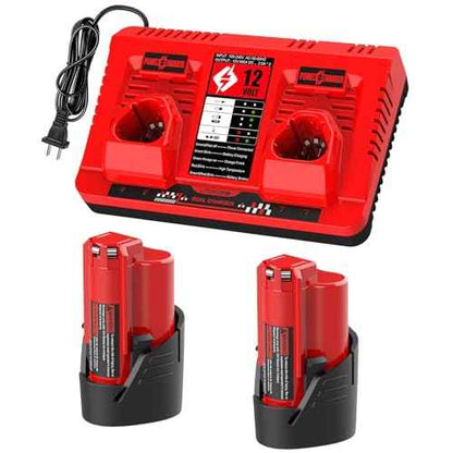 3.5Ah 12V Battery and Charger Replacement for Milwaukee M 12 Battery 48-11-2401 48-11-2411 48-11-2420 48-11-2425 & 48-59-2401 Charger, for Milwaukee Heated Jacket/Coat/Hoodie & 12V Tools
