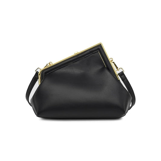 PU Leather Crossbody Bag for Women, Vintage Frame Clutch Purse with Kiss Lock Closure, Small Handbag Evening Bag (Black)