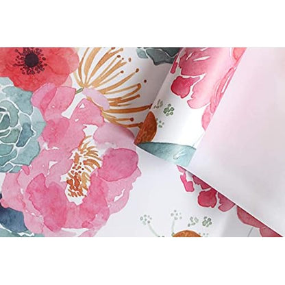 Peel and Stick Wallpaper Removable Floral Cactus Pink Navy Flower Vinyl Self Adhesive Prepasted Decorative for Girls Women Bedroom Cabinets Desk Countertops 17.7in x 9.8ft