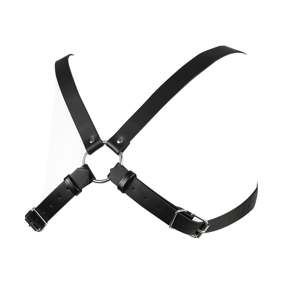 EeAmzQc Men's Black Punk Leather Body Chain Chest Harness Shoulder Straps Adjustable Medieval Guards for Knight Shrug Belt Costume Outfit
