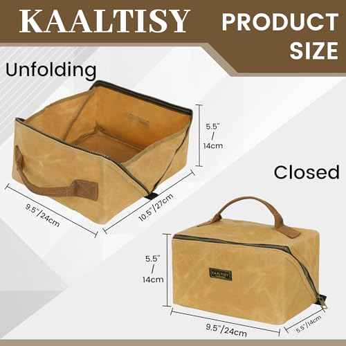 Heavy Duty Tool Storage Organizer, Tool Pouch with Metal Zipper + Handle, 16 OZ Waxed Canvas Tool Bag | 3-Pack | Army Green + Khaki + Grey