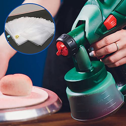 Paint Sprayer Bags 50 Pcs Disposable Clear Spray Gun Bags Sprayer Cup Canister Liners for HVLP Wagner Paint Sprayer Parts Accessories Compatible with Most Spray Guns (7.9 x 11.8 Inch)