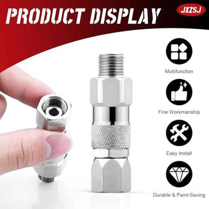 Sprayer Joint 1/4-Inch 360¡ÆRotate Stainless Steel Airless High Pressure Spray Gun Hose Swivel Joint Connector Compatible with Graco Paint Sprayers Hose, Use Mini Boxes for Storage(1 Pack)