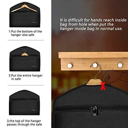 JUGREAT Fireproof Hanger Diversion Safe Bag With Lock, Hidden Storage for Valuables, Secret Under Clothes With Hidden Compartment to Hide Items for Home or Travel - 1 Pack
