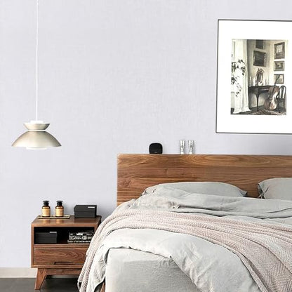 White Wallpaper Grasscloth Peel and Stick Wallpaper 15.7"x 118" Fabric Contact Paper Modern Textured Linen Wallpapers Self-Adhesive Vinyl Removable Waterproof for Bed Room Living Room Cabinets