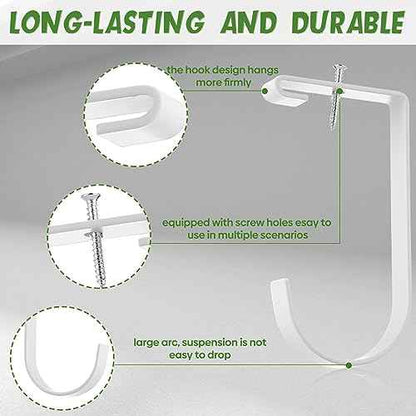 Soaoo 8 Pieces Storage Flat Hook Bicycle Flat Thickened Hooks Add on Hanging Bike Hooks for Overhead Garage Rack Wall Shelving Ceiling Accessory (White)