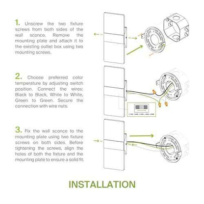 ASD 12 Inch LED Indoor Wall Sconce - Modern Interior 12W 2700K-5000K Adjustable Dimmable Wall Mounted Light Fixtures, Acrylic Glass Wall Lights for Stairway, Hallway - UL, Brushed Nickel, 2 Pack