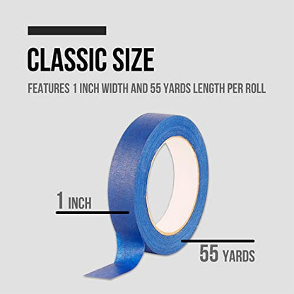 Lichamp 4 Pack Blue Painters Tape 1 inch, Blue Masking Tape 1 inch x 55 Yards x 4 Rolls (220 Total Yards)