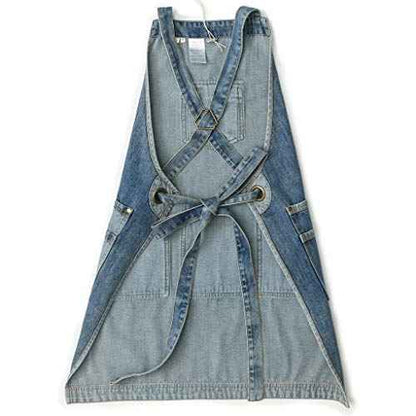Jeanerlor - Mens Woodworking Hairdresser Tool Apron with Pockets for Welding Men - Aprons Cobbler Cross Straps & Adjustable L to XXL (Blue) Plus Size