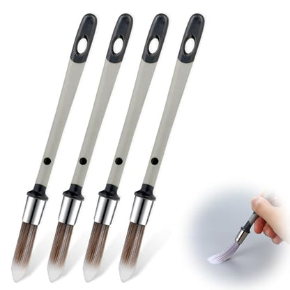 4Pcs Trim Paint Brush, Touch Up Detail Paint Small Brushes for Painting Walls Furniture Corner Trim House Baseboard Edging (Gray)