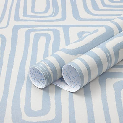 GloryTik Peel and Stick Wallpaper Blue and White Contact Paper Modern Geometric Self-Adhesive Removable Waterproof Wall Paper for Bedroom Bathroom Cabinets Kids Room Vinyl Roll 16.14"x118"