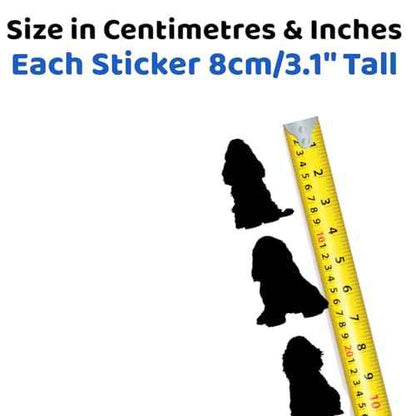 Pet Dog Cocker Spaniel Silhouette 12 Cute Stickers Pack - Dog Lover Gifts - Car Bumper Sticker - Light Switch Sticker - Wall Decal - Scrapbook Stickers (Black, Small Pack)