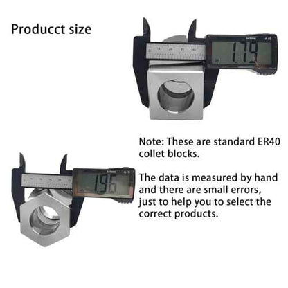 ER-40 Square and Hex Collet Chucks Block 0.005 mm Accuracy Carbon Steel Workholding Holder for CNC Lathe Engraving Machine