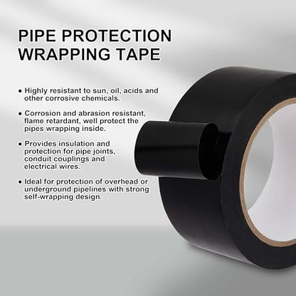 Corrosion Protection Pipe Tape for Drain Pipe, Metal & Electrical Piping Weatherproof PVC Pipe Wrap Insulation Tape for Outdoor, Underground Pipe Duct Anti-Corrosion & Protection, 1.88 IN X 36 Yds