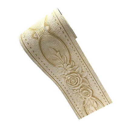 Simplemuji Self Adhesive 5 Meters Yellow Peony 3D Peel and Stick Waterproof Wall Border Easy to Apply 4 Inch by 16.5 Feet