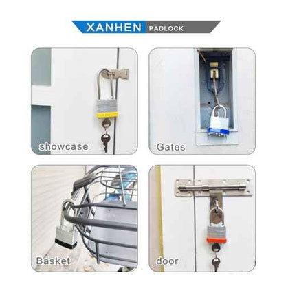 Lock Outdoor Padlocks, Key Lock, Padlocks with Same Key - Laminated Steel Keyed Padlocks with Long Shackle, 6 Pack, for Hasp Latch, Sheds, Fences, Storage Locker, School, Gym